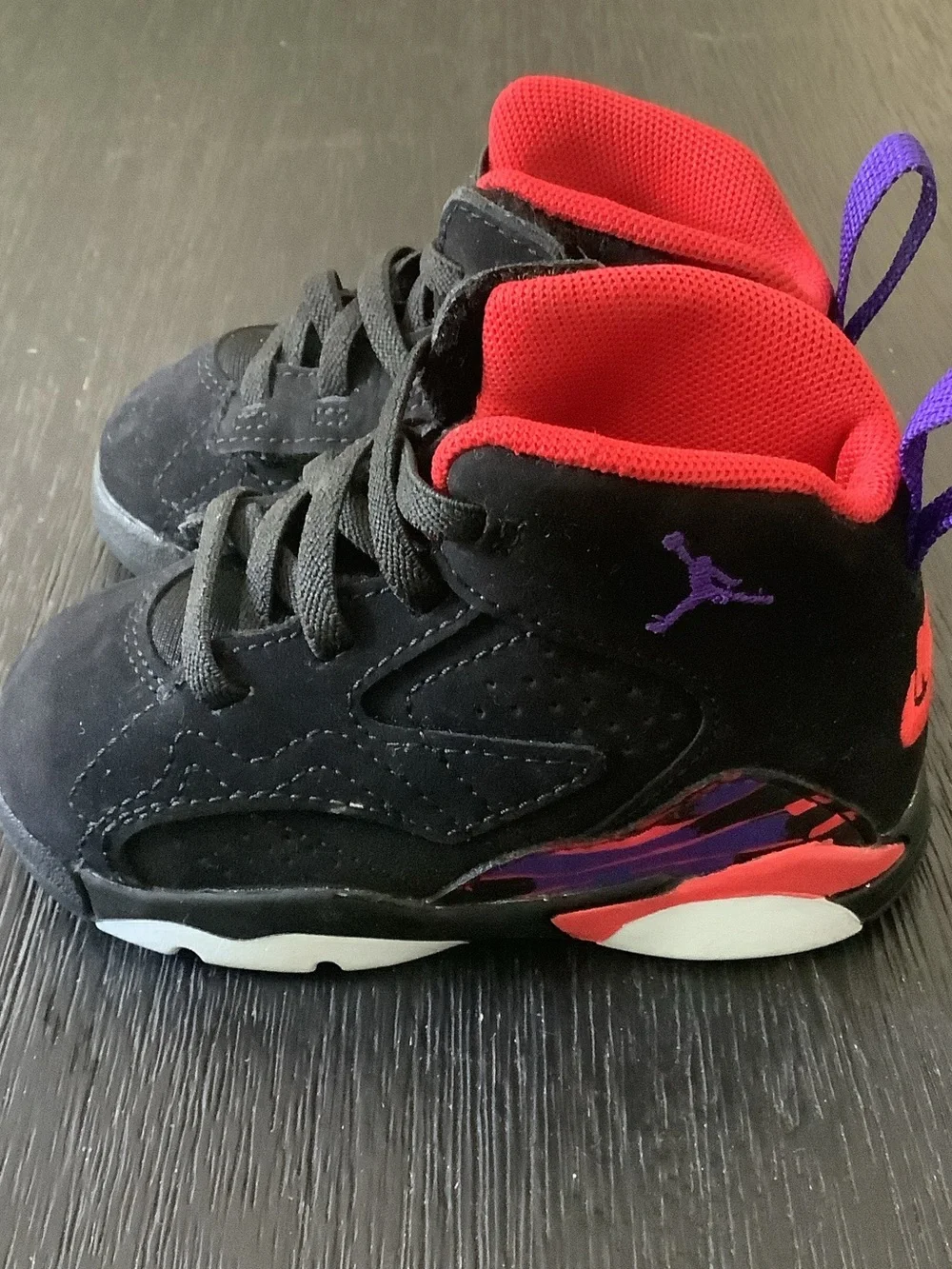 Jordan Kids Black, Red & Purple High-Top Sneakers